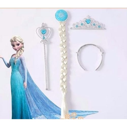 Kit Fantasia Princesa Elsa Frozen Tiara Arco Coroa Trança Varinha Infantil Shopee Brasil 3498