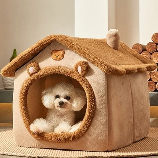 Dobrável Casa De Cachorro Canil Cama Mat Para Small Medium Cães Gatos Inverno Quente De Gato Produtos Animais De Estimação Cesta De Filhote Caverna Sofá