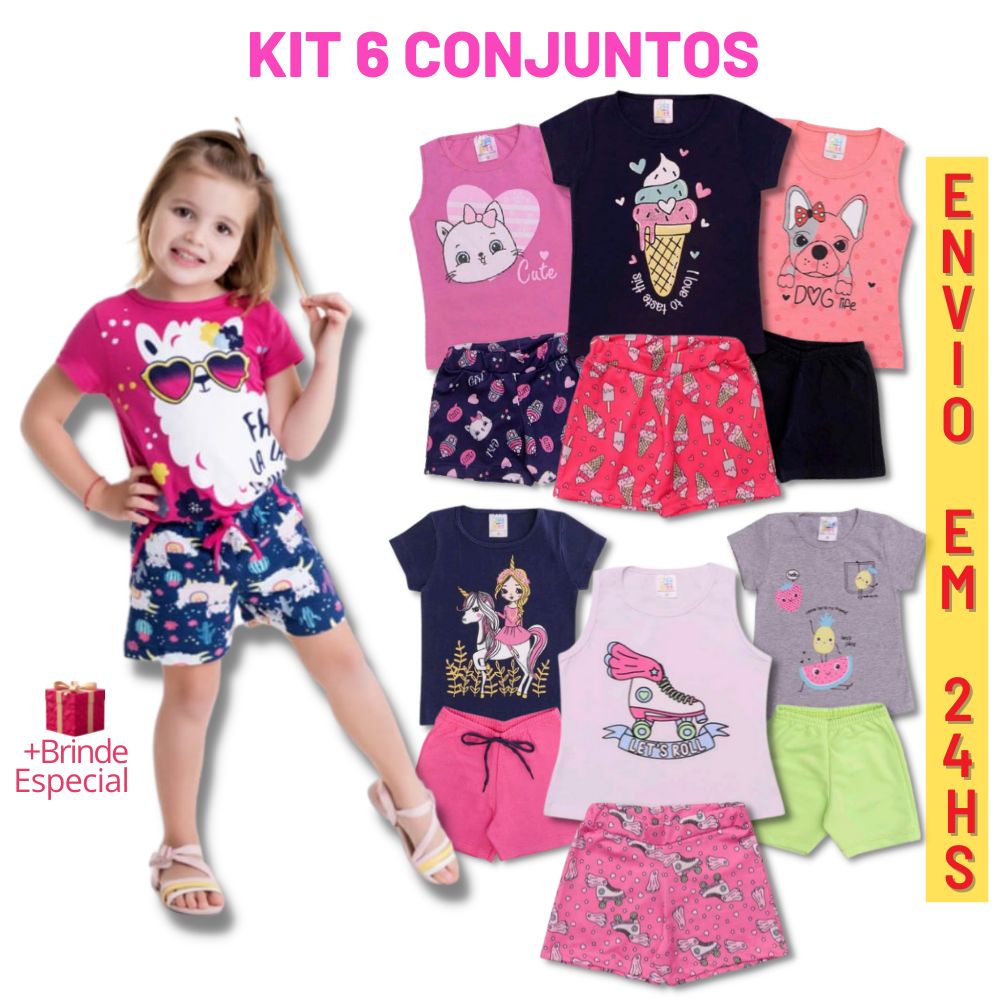 Kit 12 Peças Roupa Infantil Menina Verão Conjunto Criança Feminino Pronta  Entrega