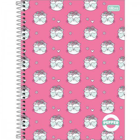 Caderno espiral capa dura universitário 1 matéria Pepper Feminino 80 folhas