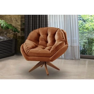 Poltrona Decorativa Califórnia base giratória 01 lugar Velusoft Terra Cota - Sofá Casa