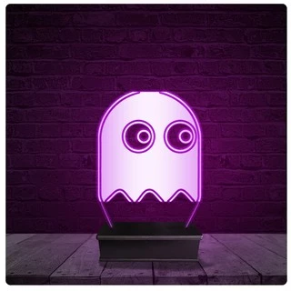 Luminária e Abajur Acrílico Led - Fantasma Pac-Man Jogo