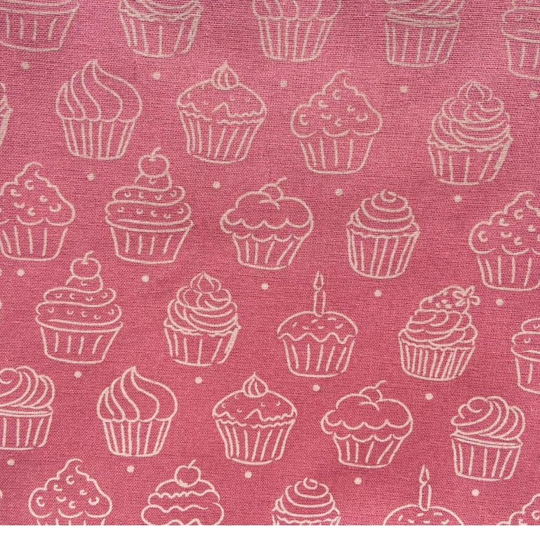 Tecido Tricoline Digital Cupcake Rosa (Cupcake) - Loja Tear