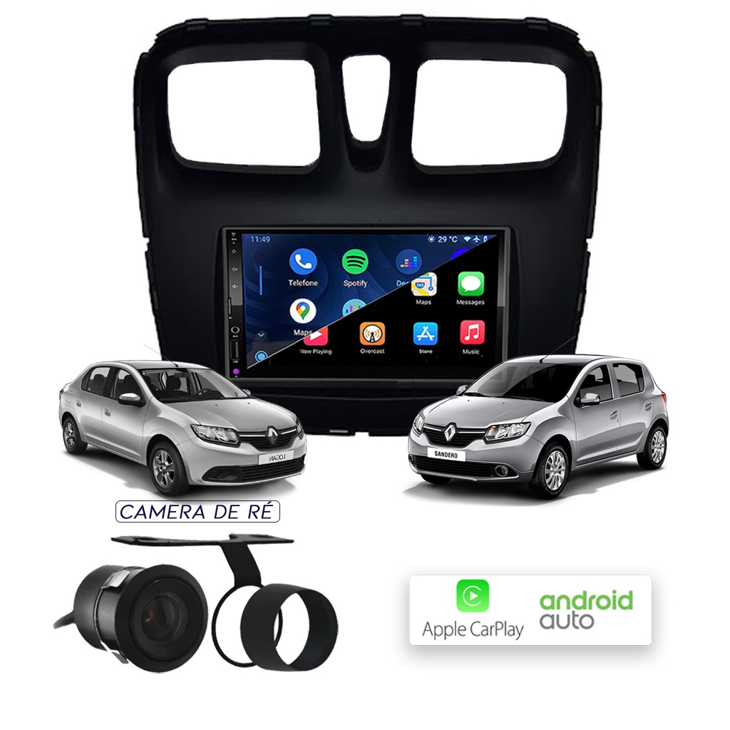 Kit Central Multimídia MP10 CarPlay e Android Auto - Sandero e Logan ...