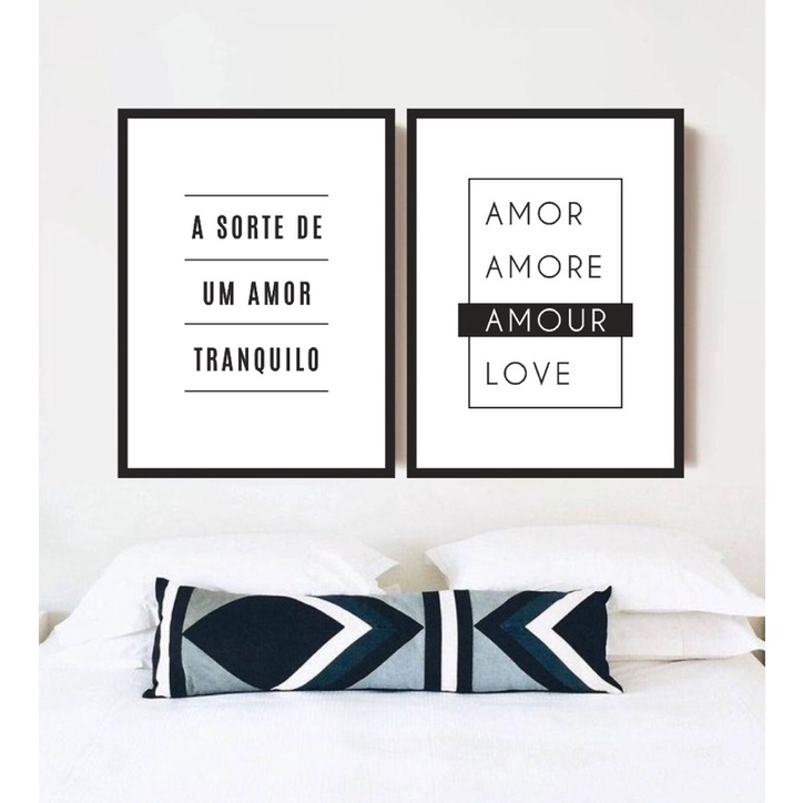 Conjunto De Quadros Decorativos Preto E Branco Linguagens Do Amor E A