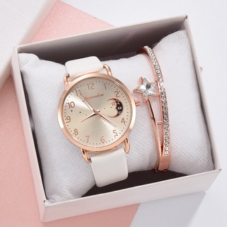 【 Ready Stock 】 Fashion Relógio Senhoras Analógico Brilhante Padrão Lunar Presente De Férias