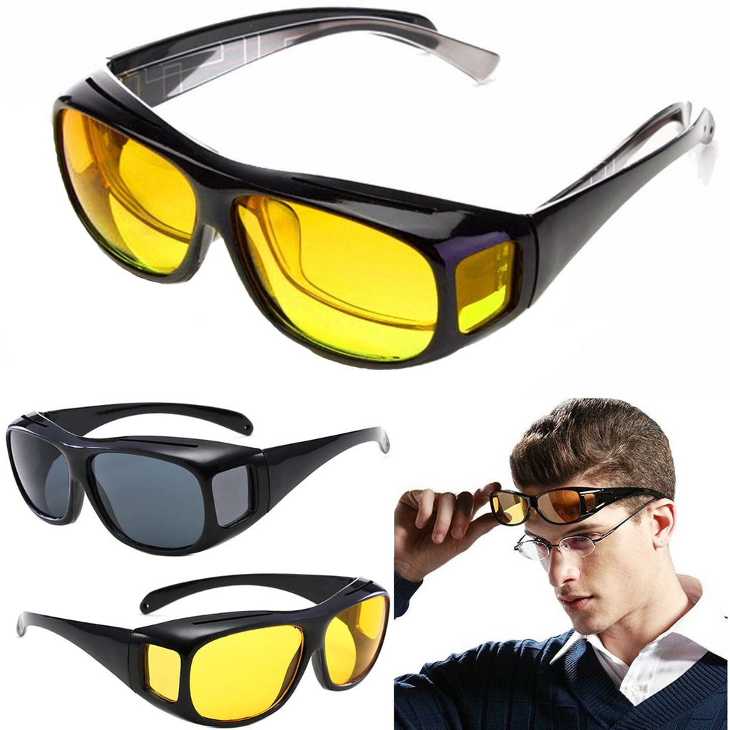 Oculos Visao Noturna 2 Un. Dirigir Moto Carro Protecao UV Dia e Noite Lente Polarizada