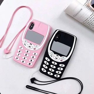 Capa Compatível Para iPhone 13Pro 12 Pro Max 11 XR X XS SE2020 8 7 6S 6 Plus 【 Nokia 】 Fashion Cordão Fofo 3D Silicone Cobertura Completa