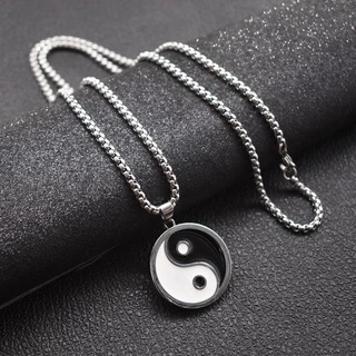 Giratório Colar Yin Yang Corrente Masculino E Feminino De Aço Inoxidável Tai Chi Pingente Jóias Da Moda
