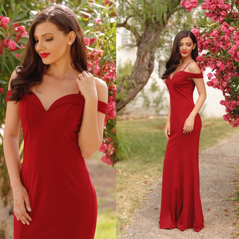 Vermelho escuro sale vestido