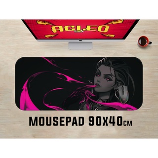 Mouse Pad Gamer Valorant Extra Grande 90x40cm Borda Costurada Reyna Jett Sage Killjoy Omen Sova Viper Skye