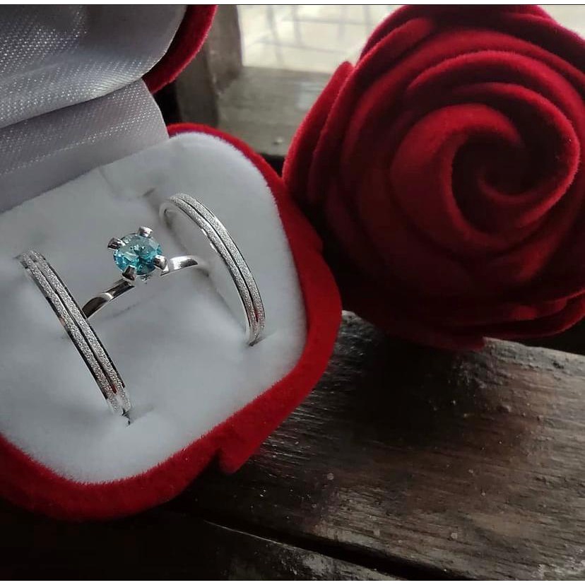 Alianças de namoro prata 950 + anel solitario gratis