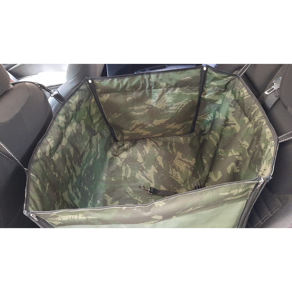 Capa Pet para Carros Camuflada - Tam. M - Com Cinto De Segurança