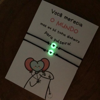 Kit Pulseiras Casal Amizade Dia dos Namorados Pedido de Namoro Brilha no Escuro Pulseira Meme Flork Presente Criativo Personalizados Presente Divertido