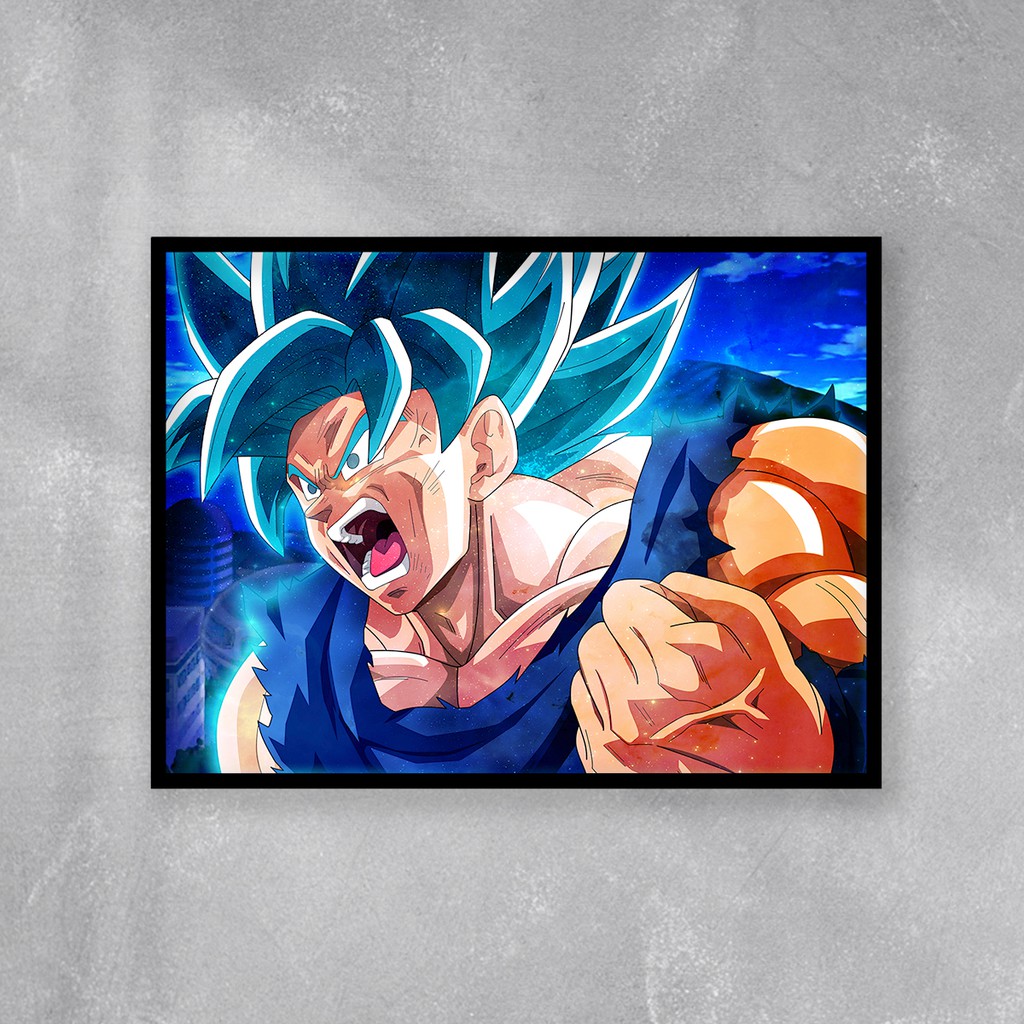 Quadro Dragon Ball Goku Super Saiyajin Blue 50x26cm - MDF