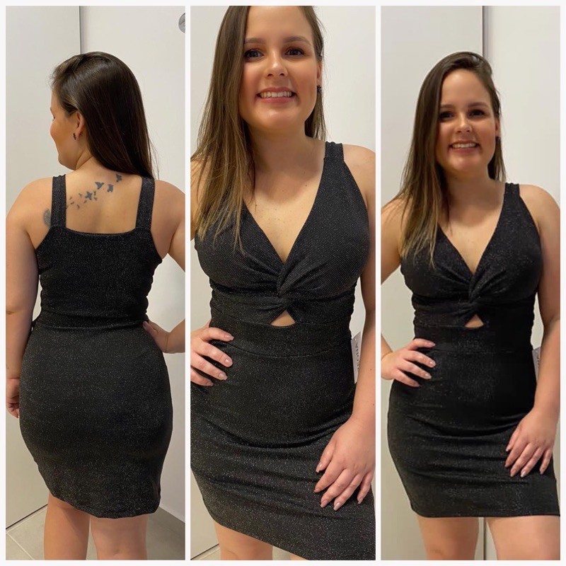 Vestido lurex curto store preto