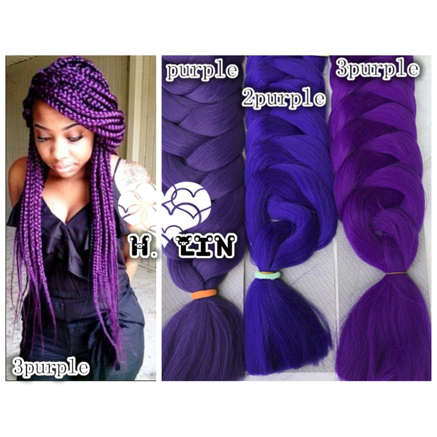 Kanekalon Jumbo Tranças Box Braid Twist Cor 2PURPLE roxo marca H. Lin  165gramas 208cm