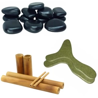 Kit Massagem modeladora 12 pedras Quentes + Bambu + Pantala