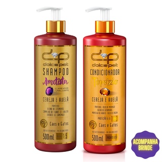 Kit Dolce Pet Shampoo Clareador + Condicionador Cereja e Avelã Cães e Gatos 500 ml