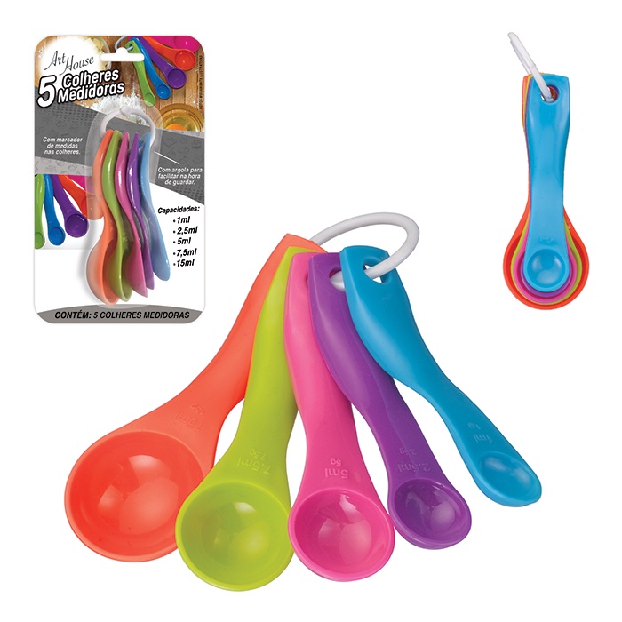 Colher Medidora Rasa Com 5 Pecas Plast
