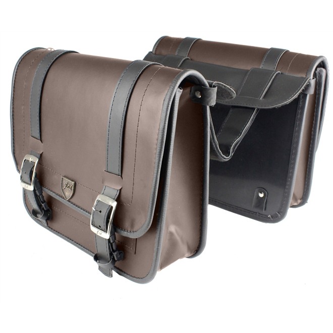 Alforge Pasta Lateral Executive p/ Moto Custom em Couro Marrom Liso 10 Litros