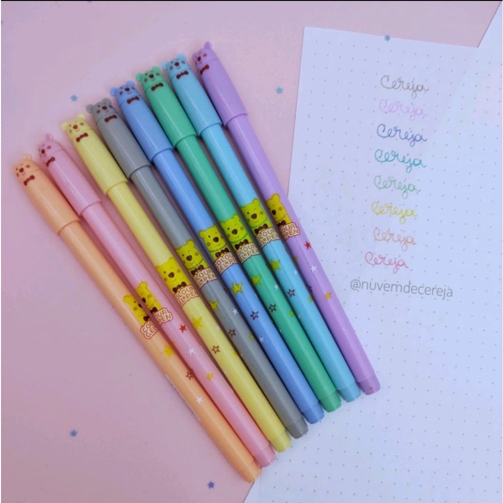 Kawaiii kitcom 8 canetas colour gel pen ponta fina 0.5mm Kawaiii kitcom 8 canetas colour gel pen ponta fina 0.5mm