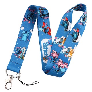 NATASHA Stitch Lanyard Azul Alienígena Ponto Desenho Animado Para Chave  Pingente Telefone Alça Porta-Chaves