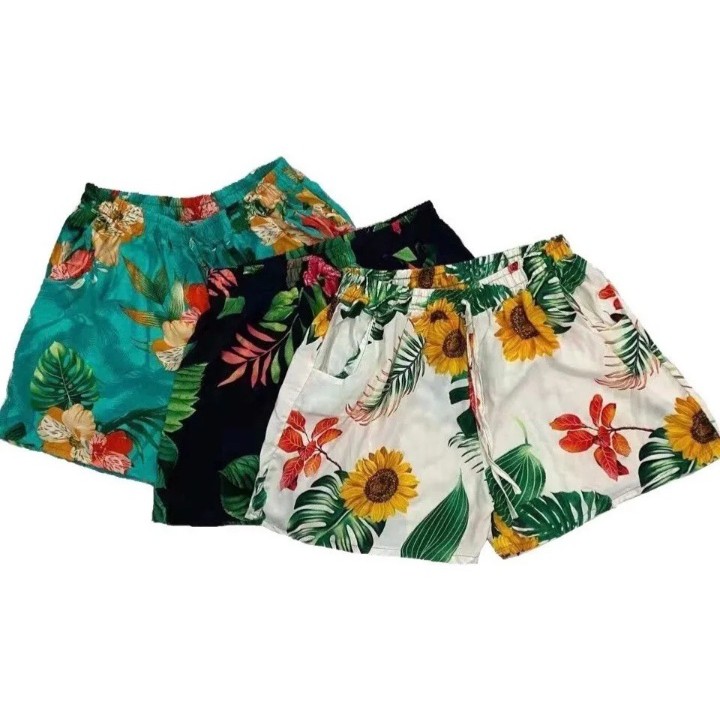 Short Feminino Estampa Floral Verde