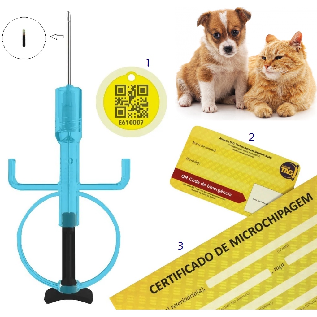 Microchip Nano Animal Cachorros e Gatos Identificador 1.4x8mm +
