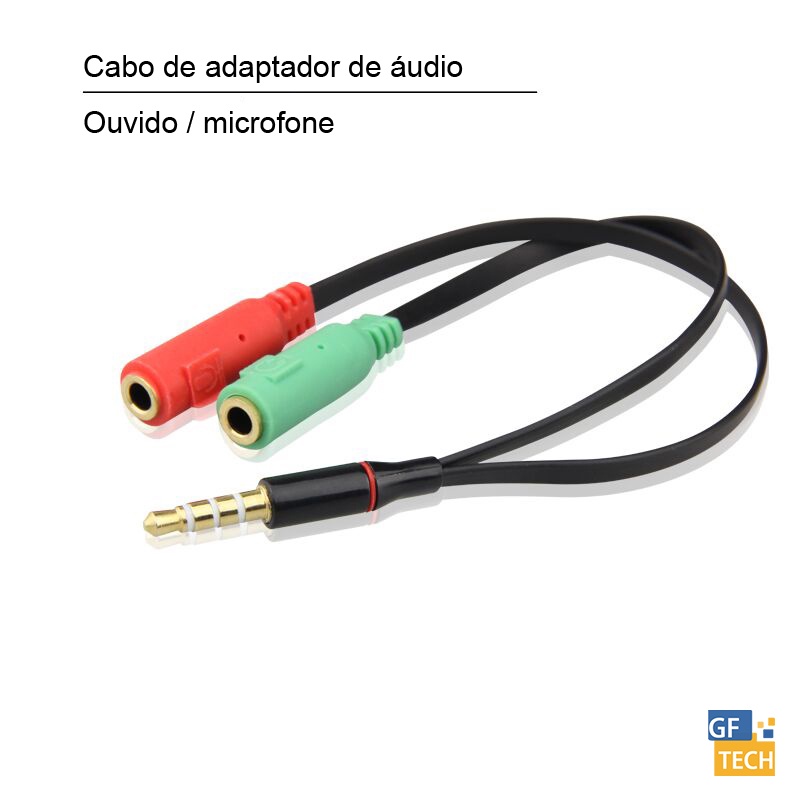 Cabo Adaptador P3 Macho para 2 P2 Fêmea Fone e Microfone para Headset