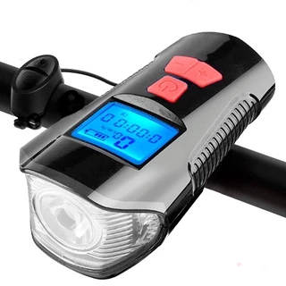 Lanterna Bike Sinalizador Farol LED Buzina Com Velocimetro