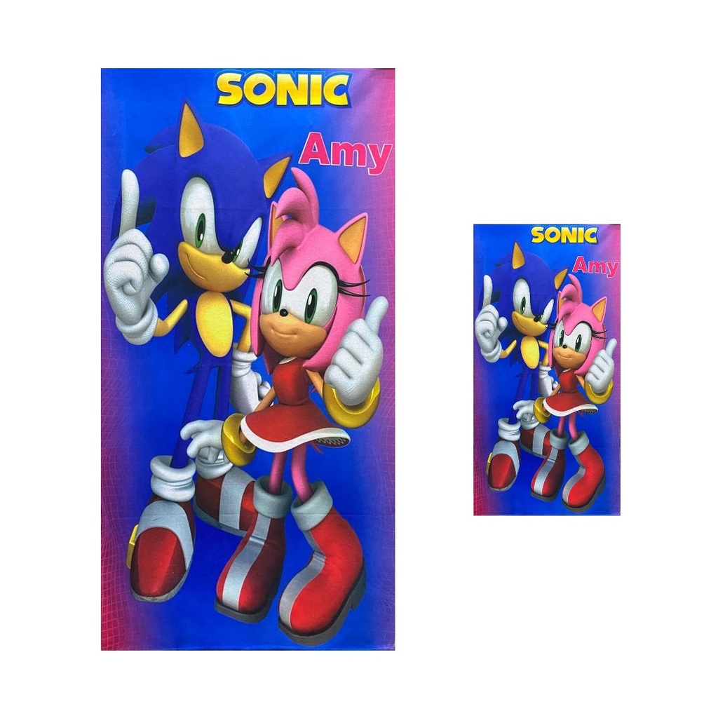 KIT Toalha de Banho Mais Pelúcia Sonic Rosa Amy Rose 50X40CM