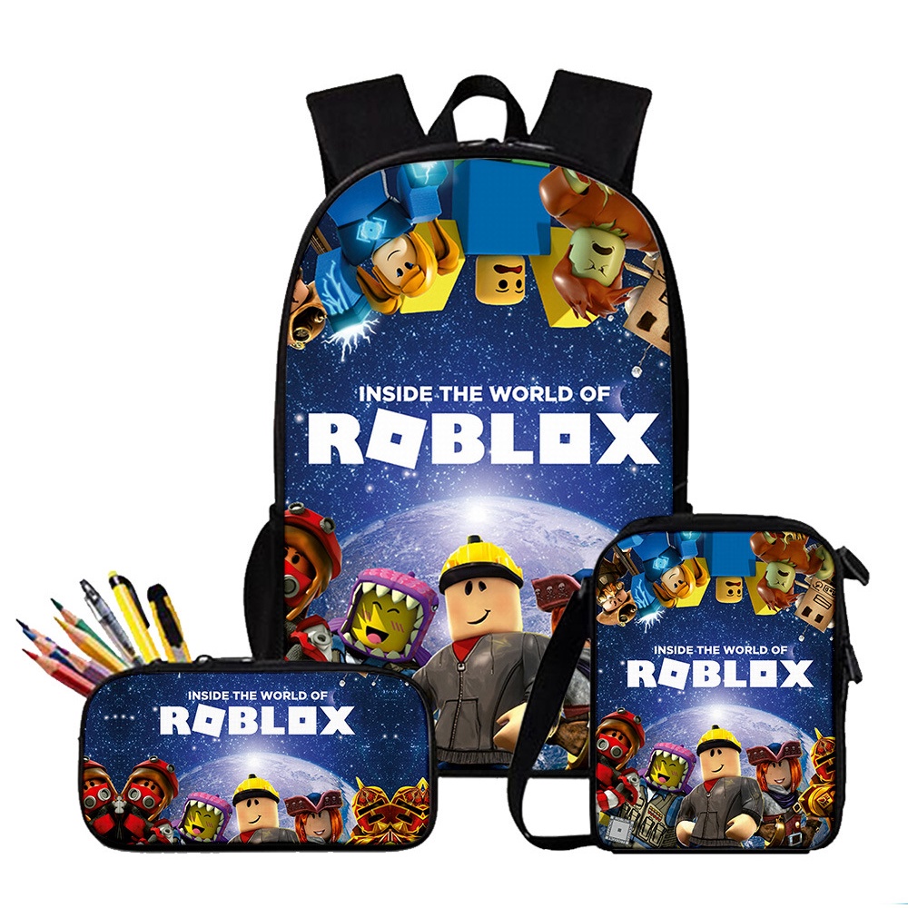 Roblox-Mochila de Impressão Cartoon para Estudante Masculino e