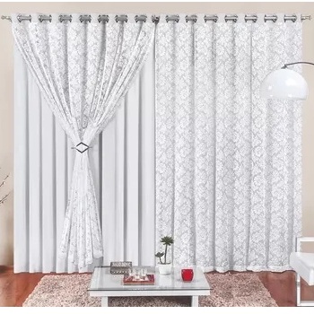 Cortina De Sala, Quarto Renda Yasmin 3,00x2,80 Varao Simples