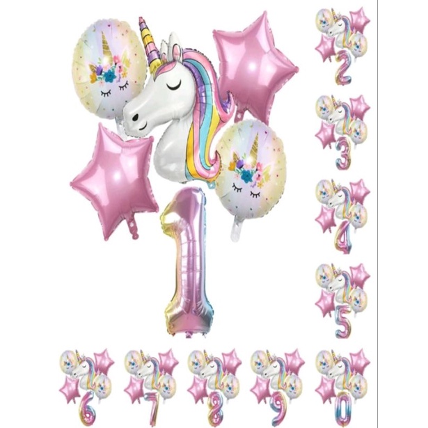 Conjunto de Balões grande de unicórnio 6 e 7 peças festa infantil balão