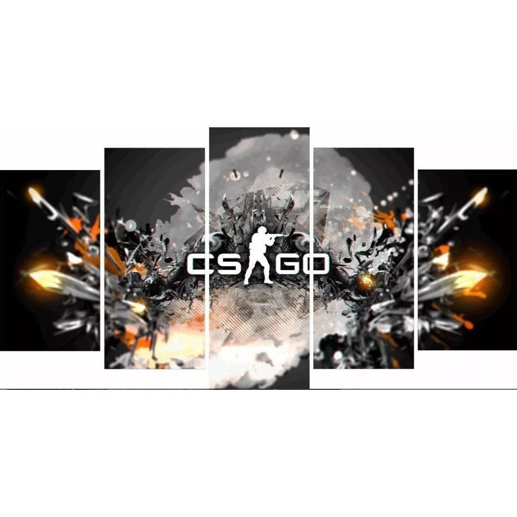 Quadro Counter Striker Cs Go 5 Peças Mosaico | Shopee Brasil