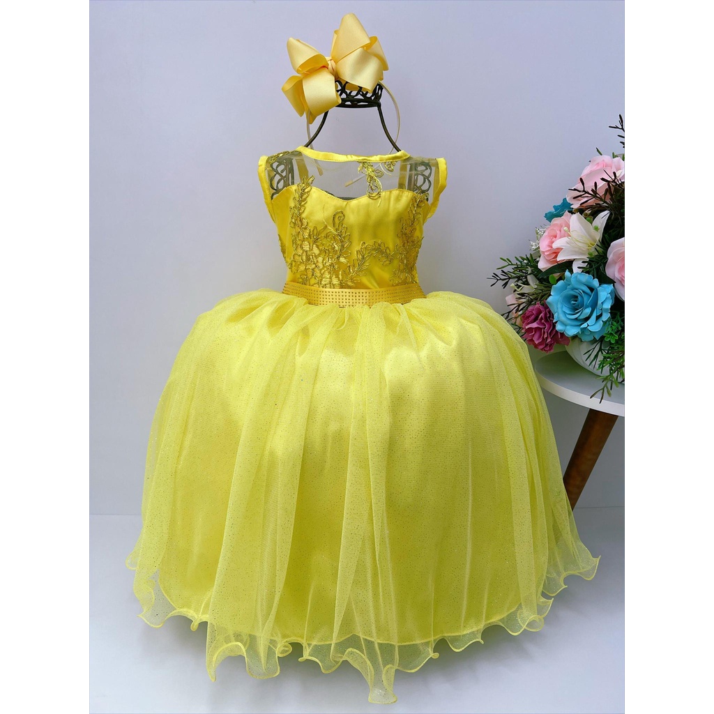 Vestido de princesa amarelo sales infantil