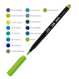 Caneta CIS Brush Pen Aquarelável - Verdes e Azuis
