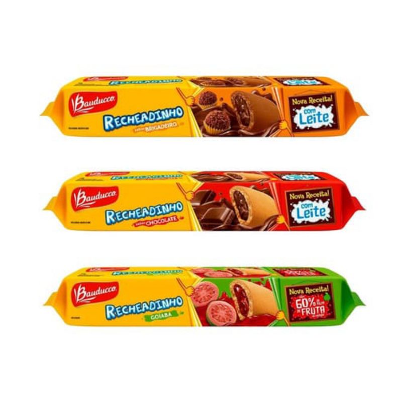 Kit 10 Biscoito Recheadinho, opção de 3 sabores Bauducco 104g