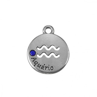Pingente Aquário Redondo 15,5mm Combo Cor Da Sorte Signo Aquário 5 Peças