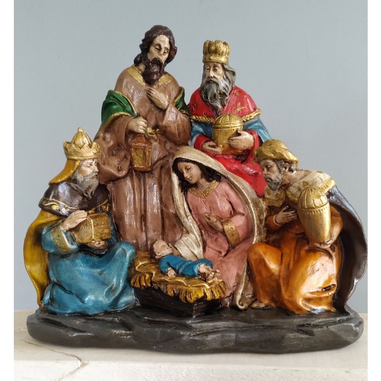 Presépio De Natal 20 Cm Imagem Menino Jesus José E Maria Reis Magos Gesso Shopee Brasil 