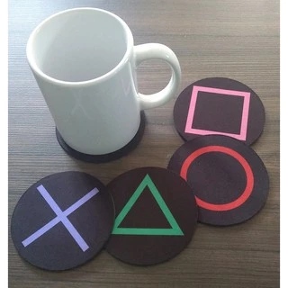 Porta Copo Bolacha Playstation Controle Botões PS2 PS3 PS4 Antiderrapante Game Jogo Geek Nerd Atacado Revenda