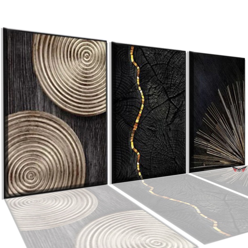 Quadros Decorativos Trio Madeirado Escrit Rio Sala Grande Shopee Brasil