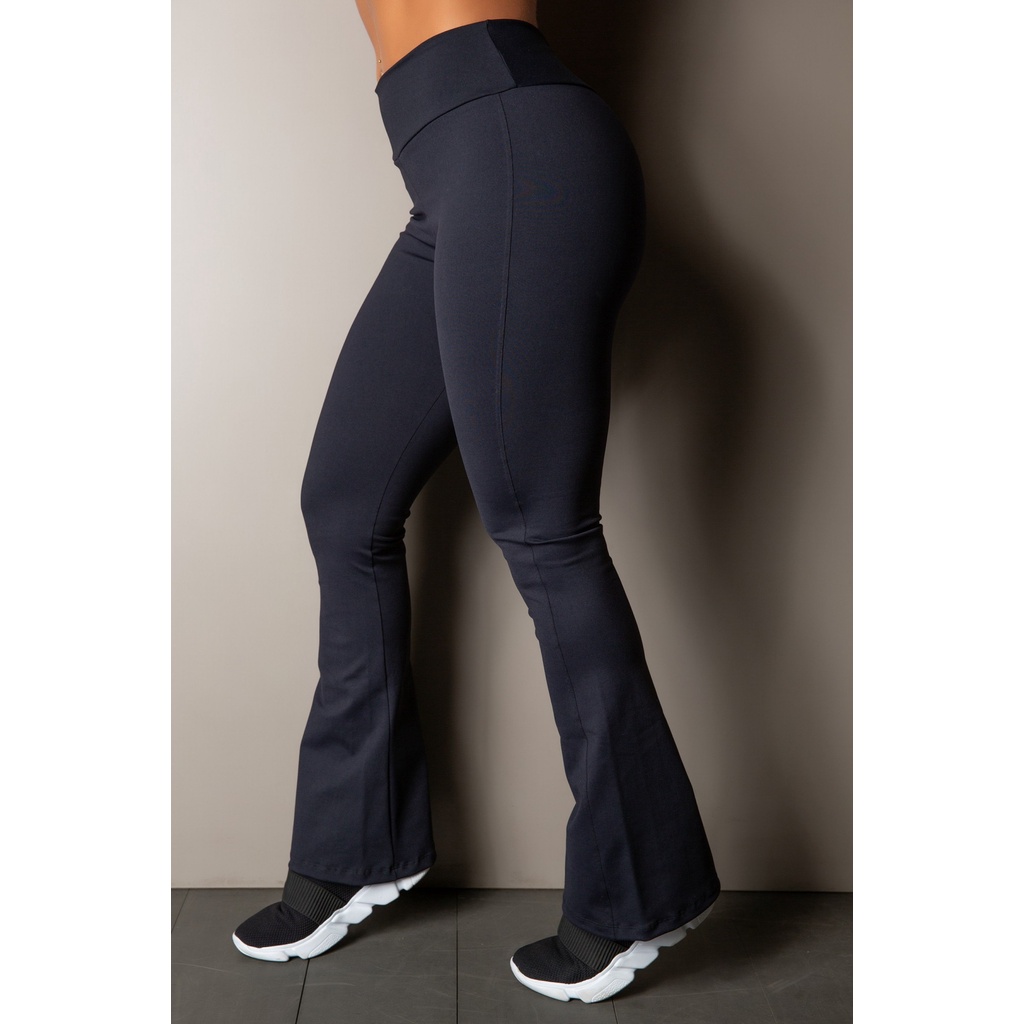 Calça Legging Flare Bailarina Suplex Cós Cintura Alto Branco