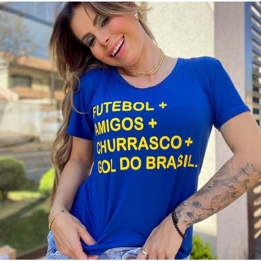 T-shirt Brasil Copa do Mundo Borboleta Bordado - Use Criativa - Camiseta  Feminina - Magazine Luiza