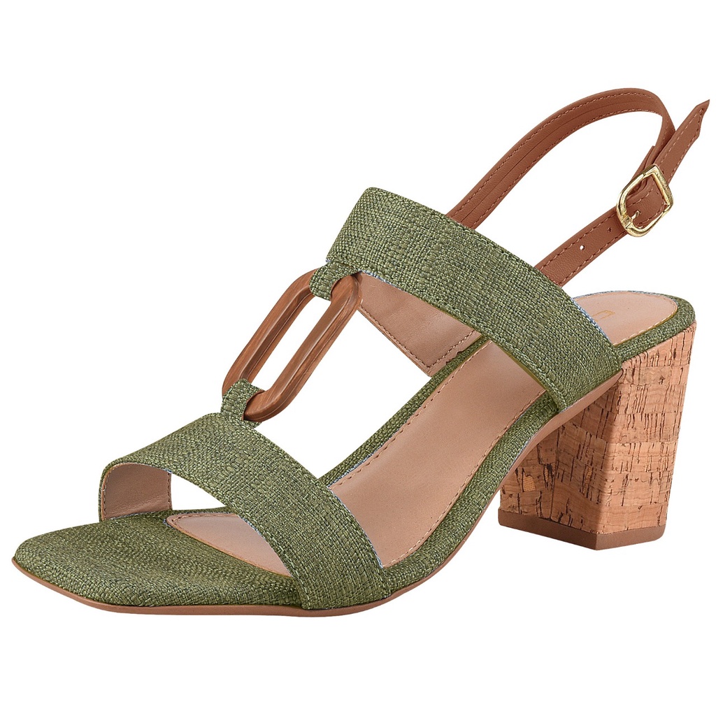 Sandália Verde Militar Salto alto Verde Oliva Feminina