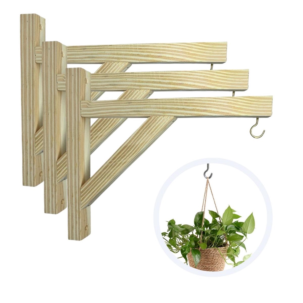 Kit 3 Suporte Para Pendurar Vasos De Plantas Parede Gancho | Shopee Brasil