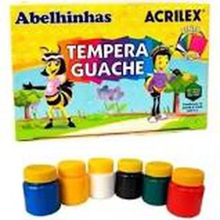 Tempera Guache Acrilex 06 cores 15ml cada