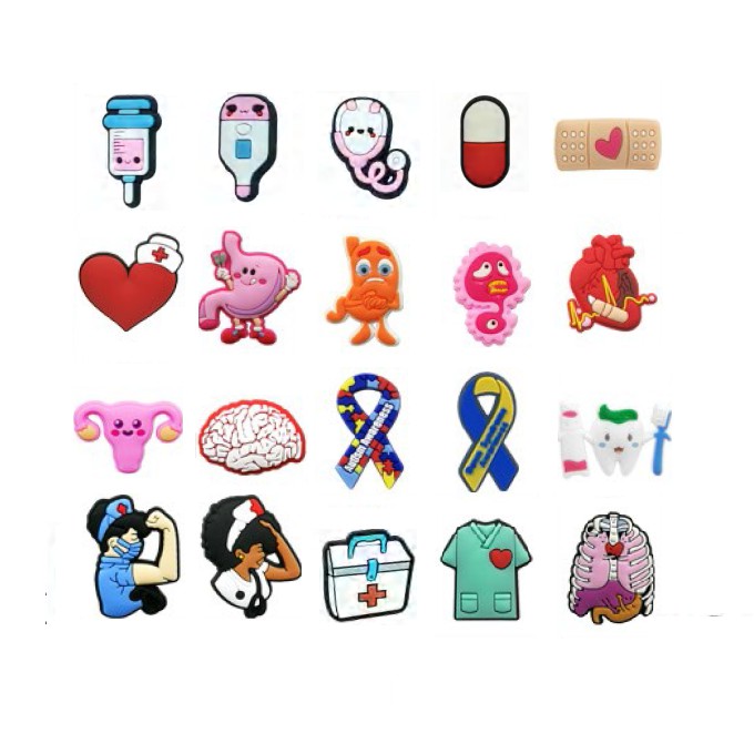 Pins Enfeites Botons Broches Pingentes Para Crocs Saude Enfermagem Medicina Fisioterapia