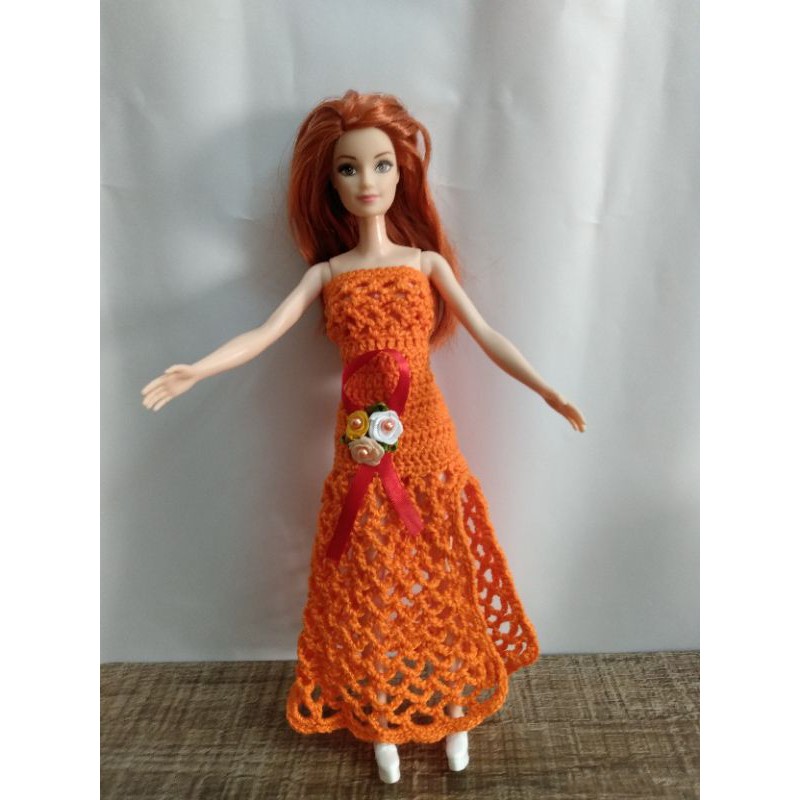 Vestido Longo de Crochê para Barbie Curvy